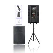 15" Active Powered PA Karaoke DJ Speaker + Mount Holder Heavy Duty Tripod Stand