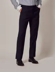 Hawes & Curtis Navy Twill Wool Slim Fit Suit Trousers Size: 30" (EU 46)