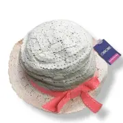 Cherokee Girls Hat OSFM Spring Summer Peach Ribbon Cream Lace NEW