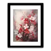 White Red Flower Framed print Art Poster