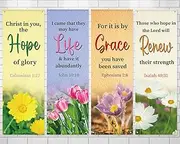 4Pcs Church Banners for Sanctuary Wall Welcome Inspirational Religious Banners Hanging Backdrop Blooming Flower Church Banner with Scripture Bible Verses Exquisite Banner for Holiday School Decor