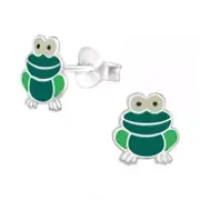 Kids Silver Frog Stud Earrings