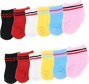 Kisangel 6 Pairs Colorful Knitted Doll Socks for Dolls Soft Ankle Footwear Charming Patterns