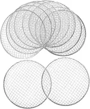 JOINPAYA 10Pcs Outdoor Grill Mesh BBQ Grate Round Disposable Cooking Mat for Vegetables Meat Fish and Skewers Lightweight and Portable Barbecue Net for Camping and Outdoor Cooking