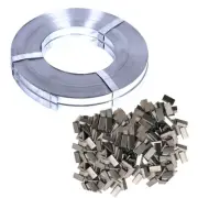2 Roll/500M Heavy Duty Metal Strap+300 Clip for Strapping Pallet Timber Brick