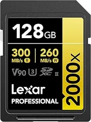 Lexar Professional 2000x 128GB (10-Pack) SDXC UHS-II Cards, Up to 300MB/s Read, for DSLR, Cinema-Quality Video Cameras (LSD2000128G-KANNU)