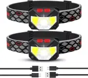 LED COB Headlamp USB Rechargeable Headlight Torch Work Light Bar Head Band Lamp