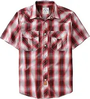 [Dubinik] Western Shirts for Men Short Sleeve Plaid Pearl Snap Shirts for Men Button Up Shirt Cowboy Casual Work Shirt