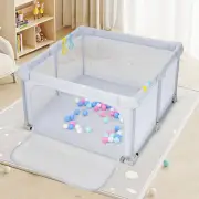 Costway124cm Foldable Baby Playpen Interactive Activity Center with Balls Pull Rings