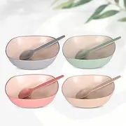 [Eha] Set of 4 Multipurpose Bowls with Spoons 750 OZ Made with Rice Husk Biocomposite|Microwave Safe (Reheat only) |Suitable for Fruit Bowl, Pasta Bowls or Noodle Bowl | Serving Bowl Set | Multicolor