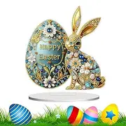 Easter Rhinestone Art Kits, Rhinestone Decor Table Signs Easter Bunny, Painting Kit Desk Decor, Easter Egg Arts & Crafts, 2D Acrylic Painting Crafts, Home Decoration, Fun Easter Craft
