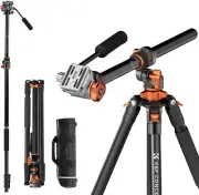 K&F Concept 91 inch Fluid Head Tripod Video Tripod Reversible Detachable Monopod