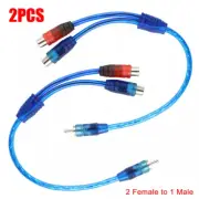 2x Car RCA Y Splitter Audio Jack Cable Adapter 1 Male to 2 Female Connector 30cm