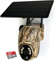 Elinz WiFi PTZ Solar Powered Camouflage Outdoor Security Camera 3MP 2K HD Resolution 360° IP65 Home Surveillance CCTV, 2-Way Talk, PIR, Siren, Colour Night Video, 32GB SD Card