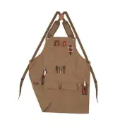 Work Aprons for Men with Large Pockets, Canvas Cross Back Heavy Duty Brown