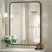 36X28 Inch LED Bathroom Mirror with Light,Black Metal Frame Lighted Vanity Mirro