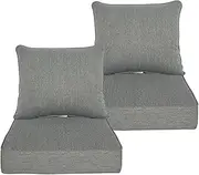 Localive Outdoor Deep Seat Patio Cushions 24x24 : Resilient Foam Filling, with Fade Resistant Weather Resistant Patio Cushions,with Zipper Gray 2sets