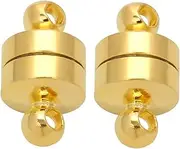 WEKAMOS 5pcs Golden Magnetic Jewelry Clasps Connectors Strong Barrel Fasteners for DIY Necklaces Bracelets and Anklets Effortless Magnetic Design for Secure Jewelry