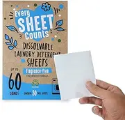 EVERY SHEET COUNTS Laundry Detergent Sheet, Fragrance Free, Biodegradable, Eco Friendly, Travel Size