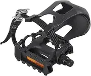 DRBIKE Bike Pedals with Toe Clip Cage and Straps for Indoor Bike and Outdoor Bicycles 9/16 Inch Bicycle Pedals Replacement for MTB Mounatin Stationary Bike 1 Pair, Alloy & PP
