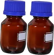 Zerodeko 1set Glass Reagent Bottles with Screw Caps Leak Chemical Storage Containers Graduated Small Sample Bottles for Laboratory Classroom and Industrial Use 2pcs