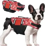 Lelepet Dog Life Jacket, Dog Life Vest, Pet Lifesaver Swimsuit with High Flotation & Rescue Handle, Adjustable Reflective Swim Float Vest for Small Medium Large Dogs Pet Lifejacket for Boating Surfing