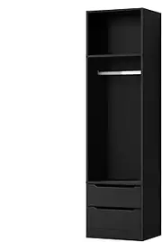 ALFORDSON Wooden Wardrobe Cabinet with 2 Drawers, Hanging Rod and Open Shelves, 50.5X 40x 185 cm, Compact Closet Clothes Storage, Dresser Clothing Organizer Cupboard for Bedroom Living Room, Black