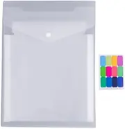 Namzi 2 Pack 13 Pockets Clear Document Folders Plastic Envelopes Poly Envelopes File Envelopes with Label Pocket and Snap Button for Home Work Office Organization, Letter Size/A4 Size, White