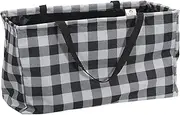 Household Essentials Krush Canvas Utility Tote | Reusable Grocery Bag | Black and White Plaid