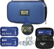 24h Insulin Cooler Travel Case TSA Approved Refrigerated Medicine Cooler for Travel w/Thermometer Temperature Display Diabetic Travel Case Bag w/2 Reusable Ice Packs for Daily Life Trip