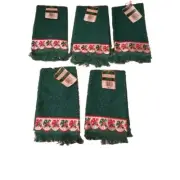 SET OF 5 CHRISTMAS FINGERTIP TOWELS NWT Embellished