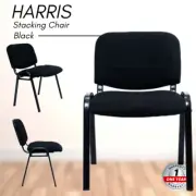 Priceworth Harris Stacking Chair Black Assembled Metal and Polyester Fabric
