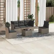 Garden Sofa Set Grey PE Rattan Modular Design Cushions Storage Outdoor 49199