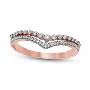 0.25 CT. T.W. Natural Diamond Double Chevron Anniversary Band in Solid 10K Rose Gold