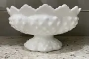 Fenton White Hobnail Milk Glass Pedestal Candle Holder Centerpiece Bowl 2165B