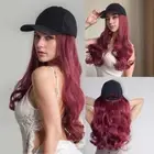 Wine Red Long Straight Hair Hairpiece Adjustable Hat Wig Travel