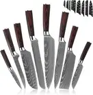 Japanes Kitchen Knife Set Damascus Slty Sharp Chef Knife Cleaver Stainless Steel