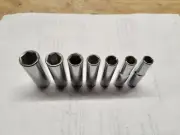 NOS Vintage Craftsman USA 7pc 1/4 drive SAE Deep 6pt Socket SSet1/4" - 1/2" EE