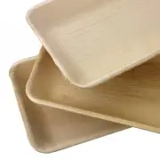 10 Bamboo Palm Leaf Rectangle Plates / Trays Rectangular Plate 12 x 7 Disposable