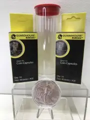 Red Capsule Tube & 20 Guardhouse 40mm Direct Fits for 1oz American Silver Eagles