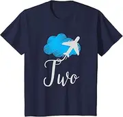 [X.Style] Kids 2 Year Old Birthday Airplane Shirt. Boy 2nd Birthday ds484 T-Shirt (S) Navy Blue
