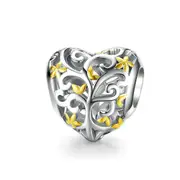 Silver plating Tree of Life Heart-shape Charm Compatible Bracelet Beads for Women Jewelry