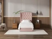 My Style Winged Headboard & Slimline Base - Single / Rosewater / Gas Lift Base