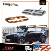 For 11-16 Mini Cooper R60 R61 Union Jack Amber LED Front Side Marker Lights 2PCS (for: Mini)