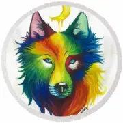 WOLF RAINBOW ANIMAL 1" charm pendant Sterling 925 Silver 20" necklace lgbt pride