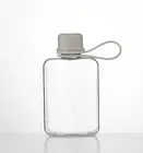 IDIDG Flat Water Bottle Travel Flask Portable 8.2 oz BPA Free Tritan Square S...