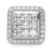 Solid 14k White Gold 1ct. Simulated CZ Square Cluster Pendant