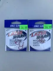 2 Packs Eagle Claw Wacky Worm Red Hooks Size 4