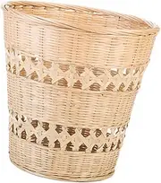 FONDOTIN 1pc Bamboo Trash Can Wicker Trash Can Laundry Basket with Lid Woven Waste Paper Basket Small Trash Can with Lid Weave Rubbish Container Clothes Box Child to Weave Bamboo Weaving