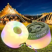 Camping Light String for Tent, 33ft Retractable Outdoor Lights String Tent Lights for Camping, Quick Recovery, Waterproof Fairy Lights LED Rechargeable Camp Lamp for Party Patio Balcony Decor - Color